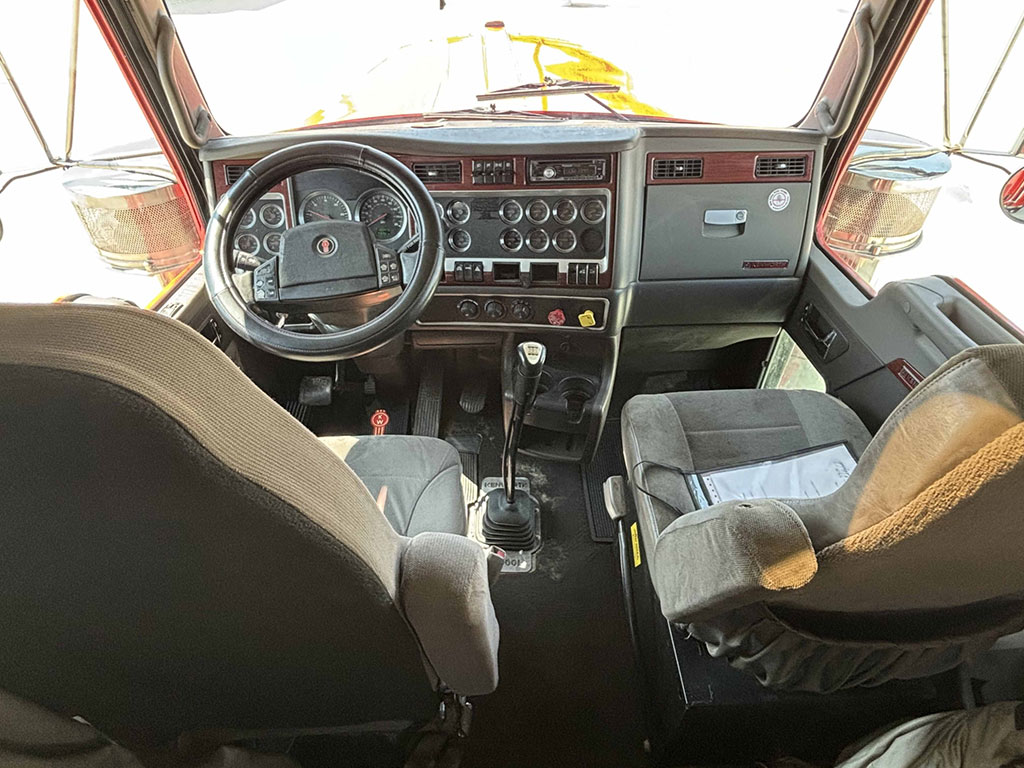 Interior of a Kenworth W900L semi truck